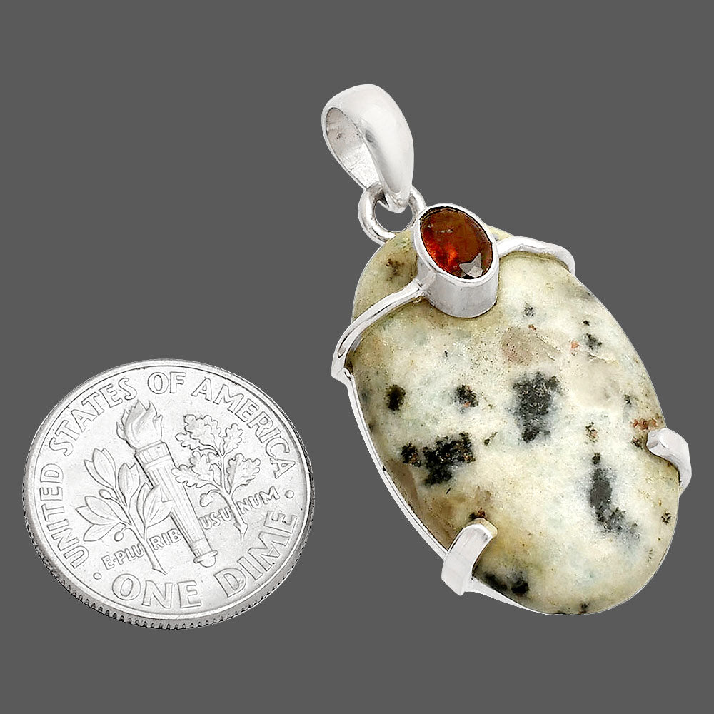 Natural Sesame Jasper & Garnet Pendant P-1386 SDP148474