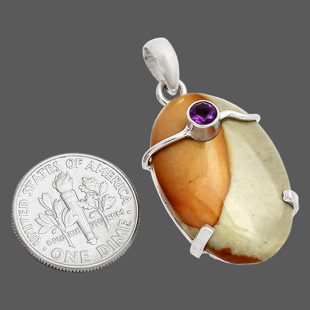 Natural Polygram Jasper & Amethyst Pendant P-1386 SDP148486