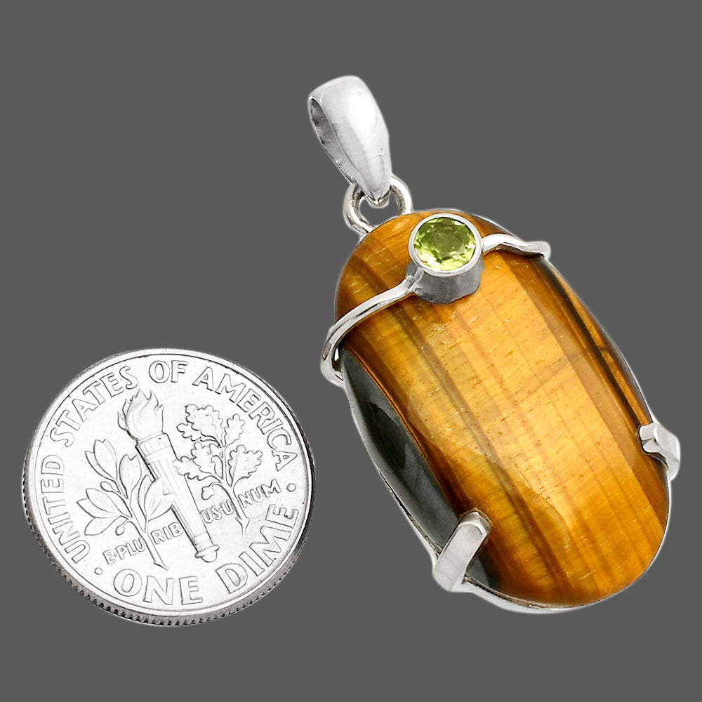 Natural Tiger Eye - Africa & Peridot Pendant P-1386 SDP148490