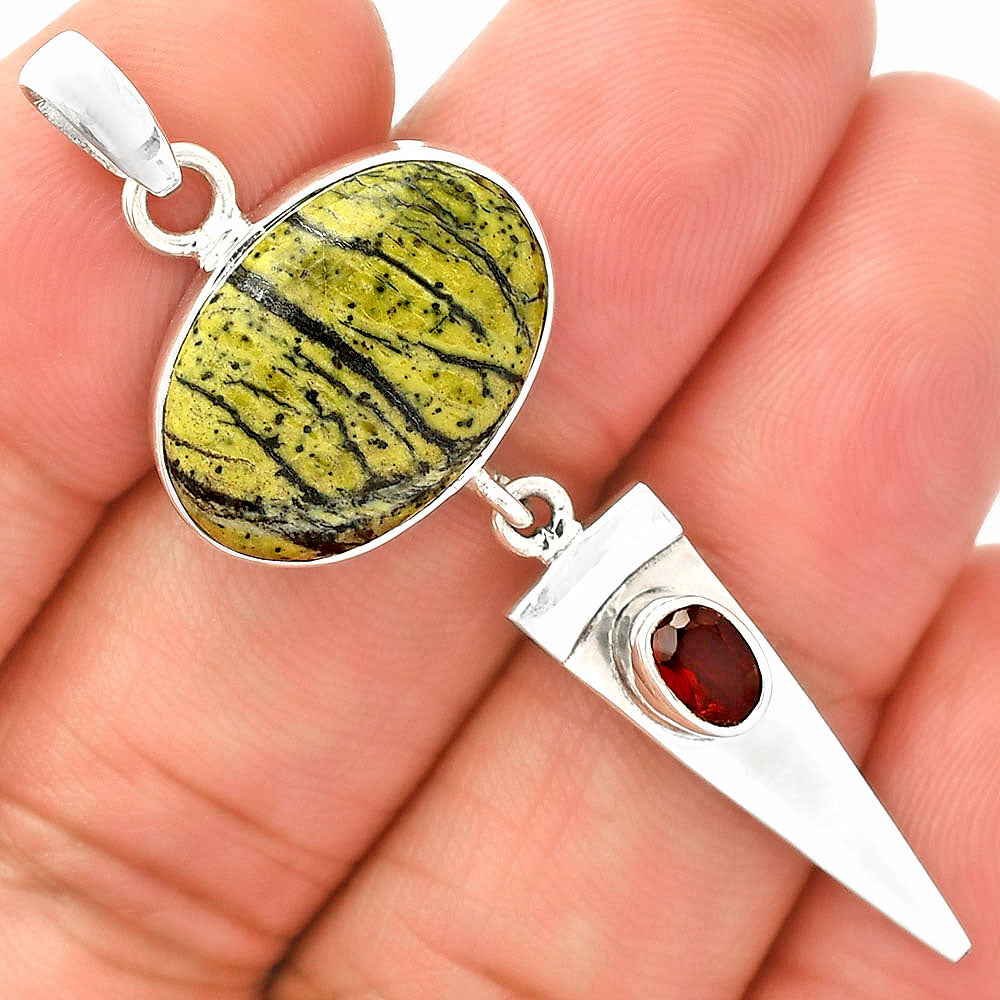 Natural Chrysotile & Garnet Pendant P-1474 SDP148500