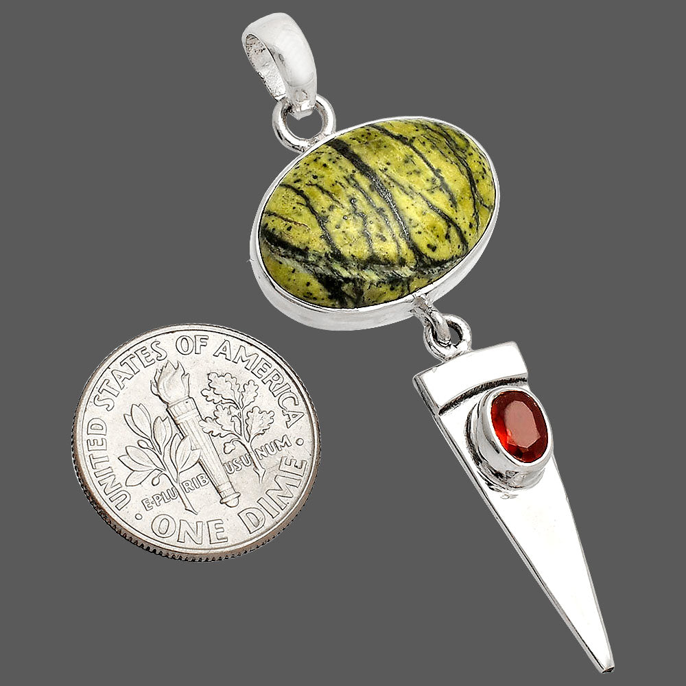 Natural Chrysotile & Garnet Pendant P-1474 SDP148500