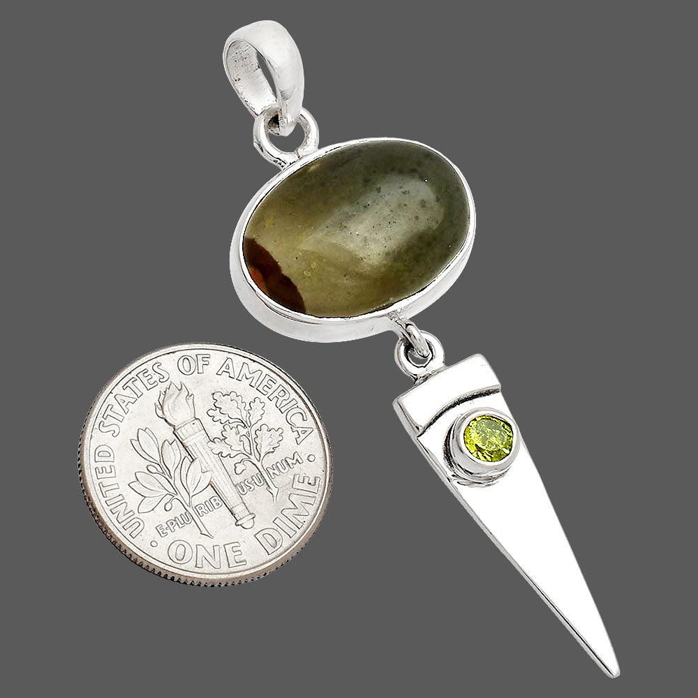 Natural Polygram Jasper & Peridot Pendant P-1474 SDP148503