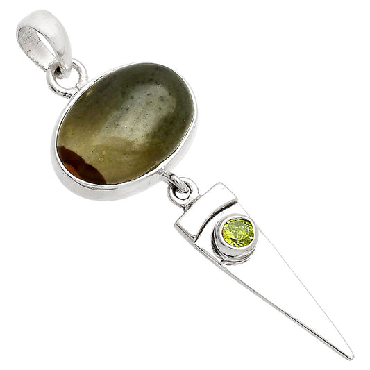 Natural Polygram Jasper & Peridot Pendant P-1474 SDP148503