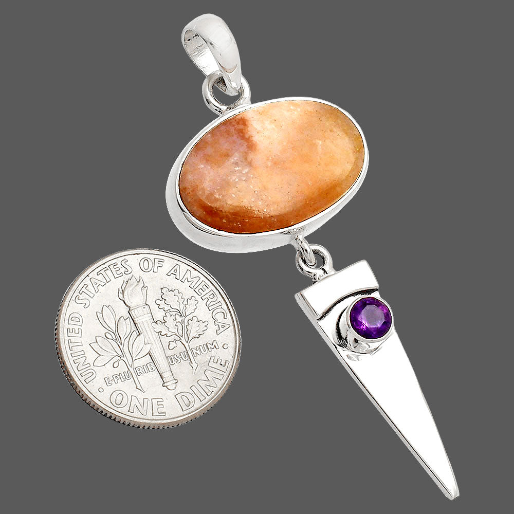 Natural Guava Quartz & Amethyst Pendant P-1474 SDP148514