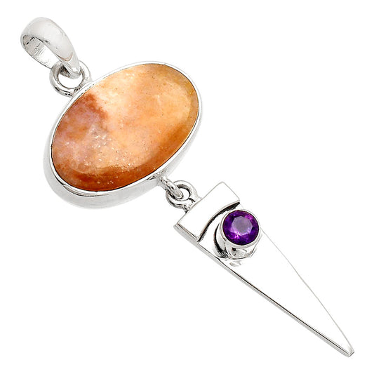 Natural Guava Quartz & Amethyst Pendant P-1474 SDP148514