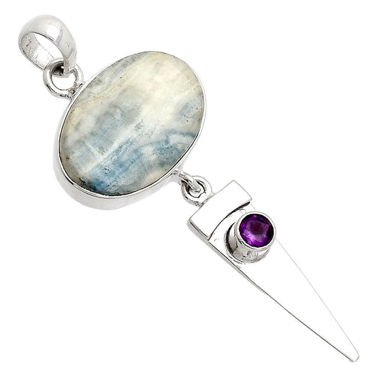 Natural Blue Scheelite & Amethyst Pendant P-1474 SDP148530