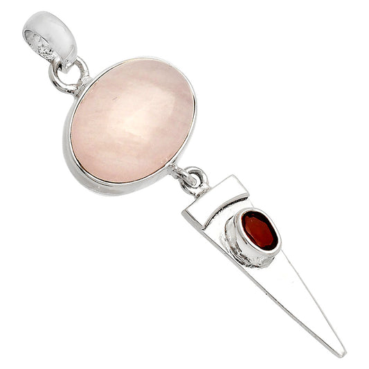 Natural Rose Quartz & Garnet Pendant P-1474 SDP148537