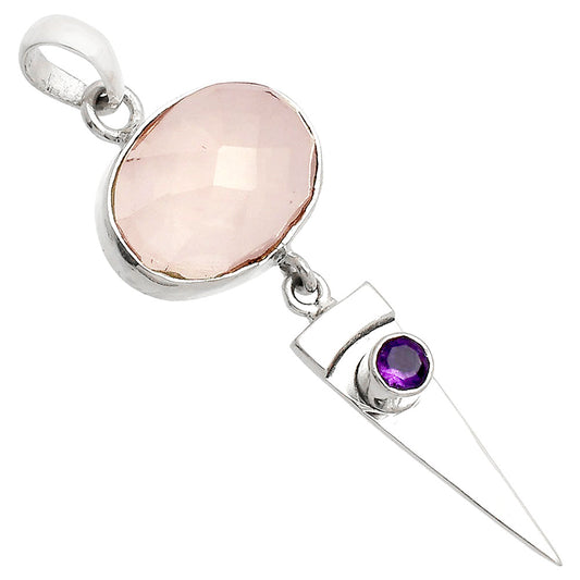 Natural Rose Quartz & Amethyst Pendant P-1474 SDP148542
