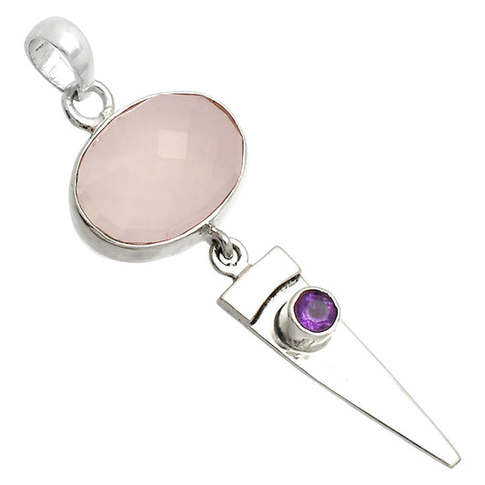 Natural Rose Quartz & Amethyst Pendant P-1474 SDP148543