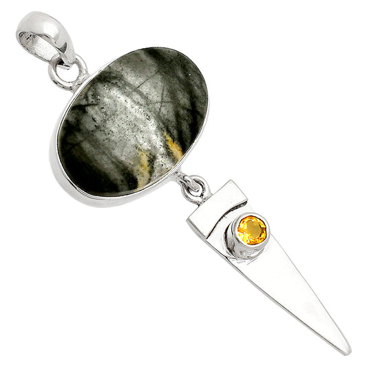 Natural Picasso Jasper & CItrine Pendant P-1474 SDP148546