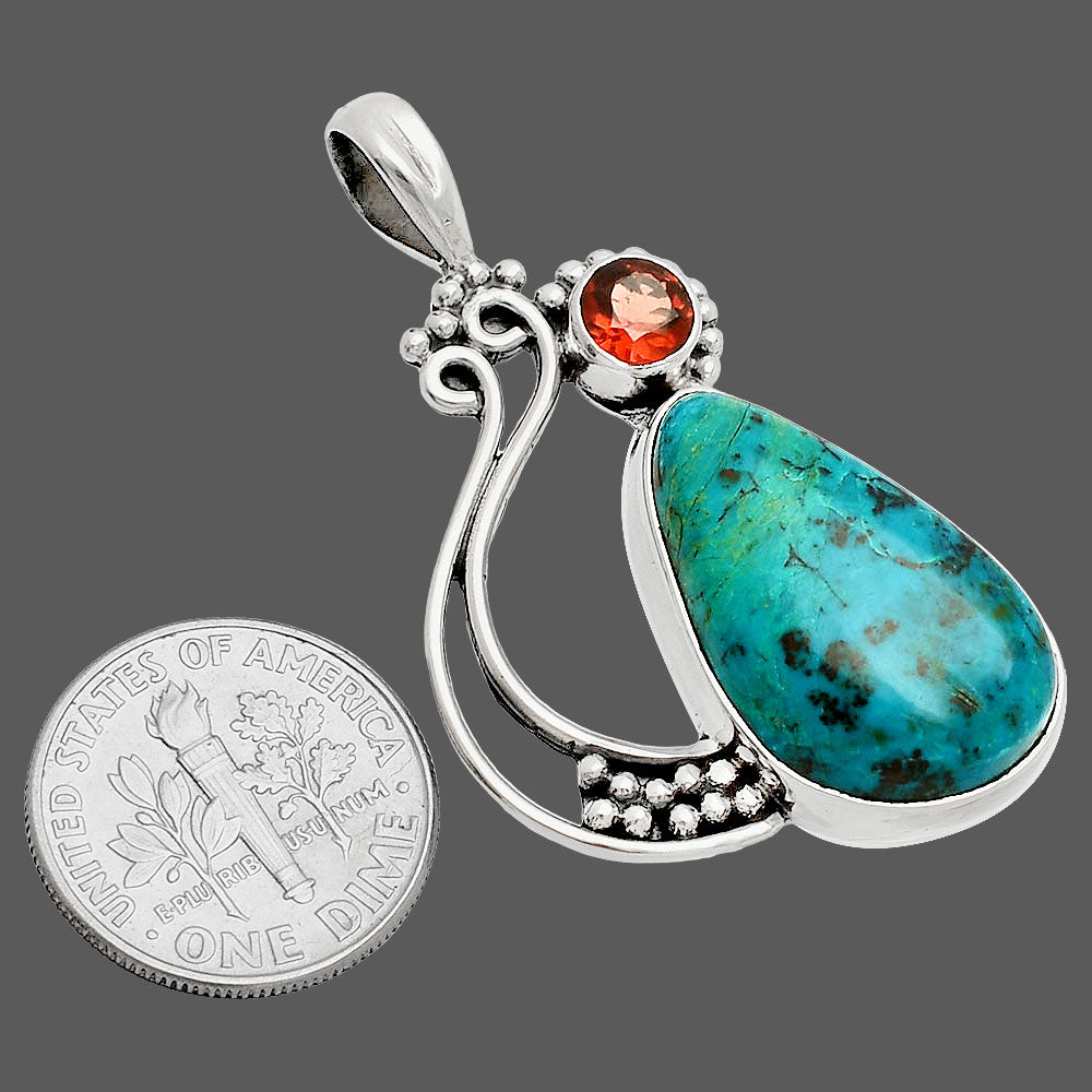 Natural Shattuckite - USA & Garnet Pendant P-1573 SDP148734