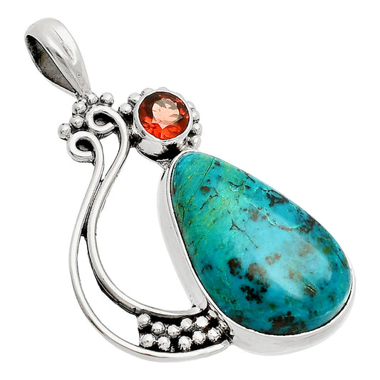 Natural Shattuckite - USA & Garnet Pendant P-1573 SDP148734