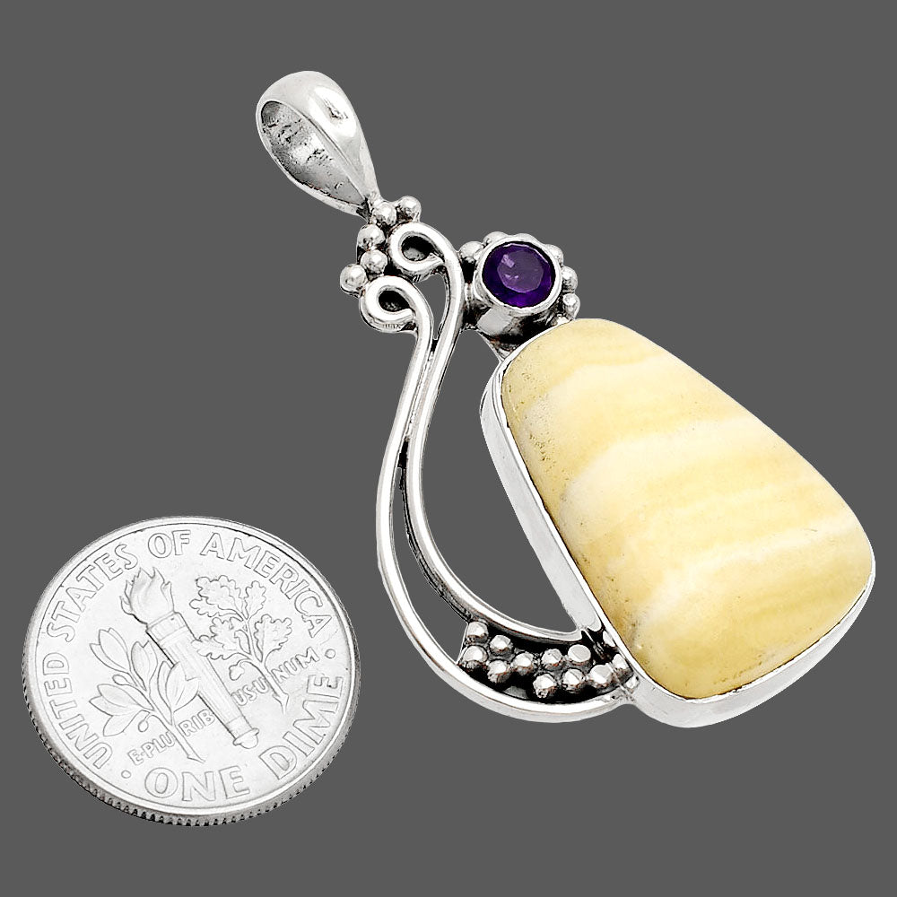 Natural Honey Aragonite & Amethyst Pendant P-1573 SDP148735
