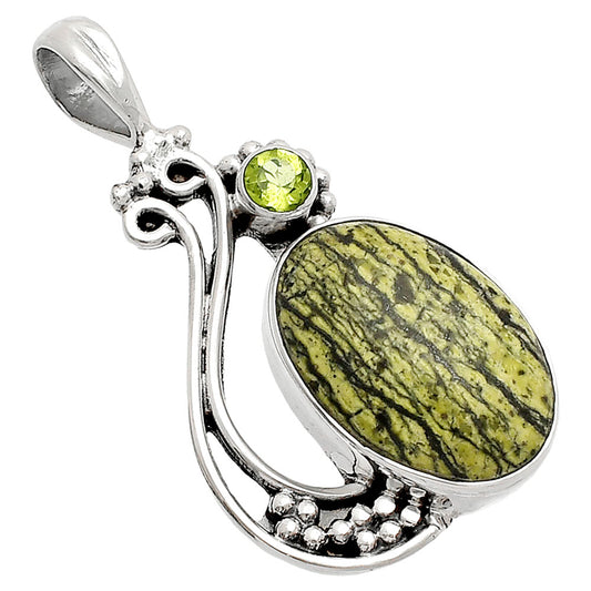 Natural Serpentine & Peridot Pendant P-1573 SDP148737