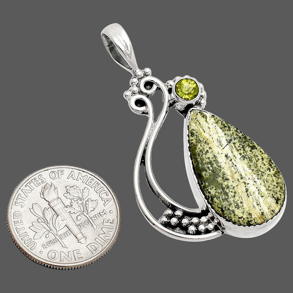 Natural Chrysotile & Peridot Pendant P-1573 SDP148739