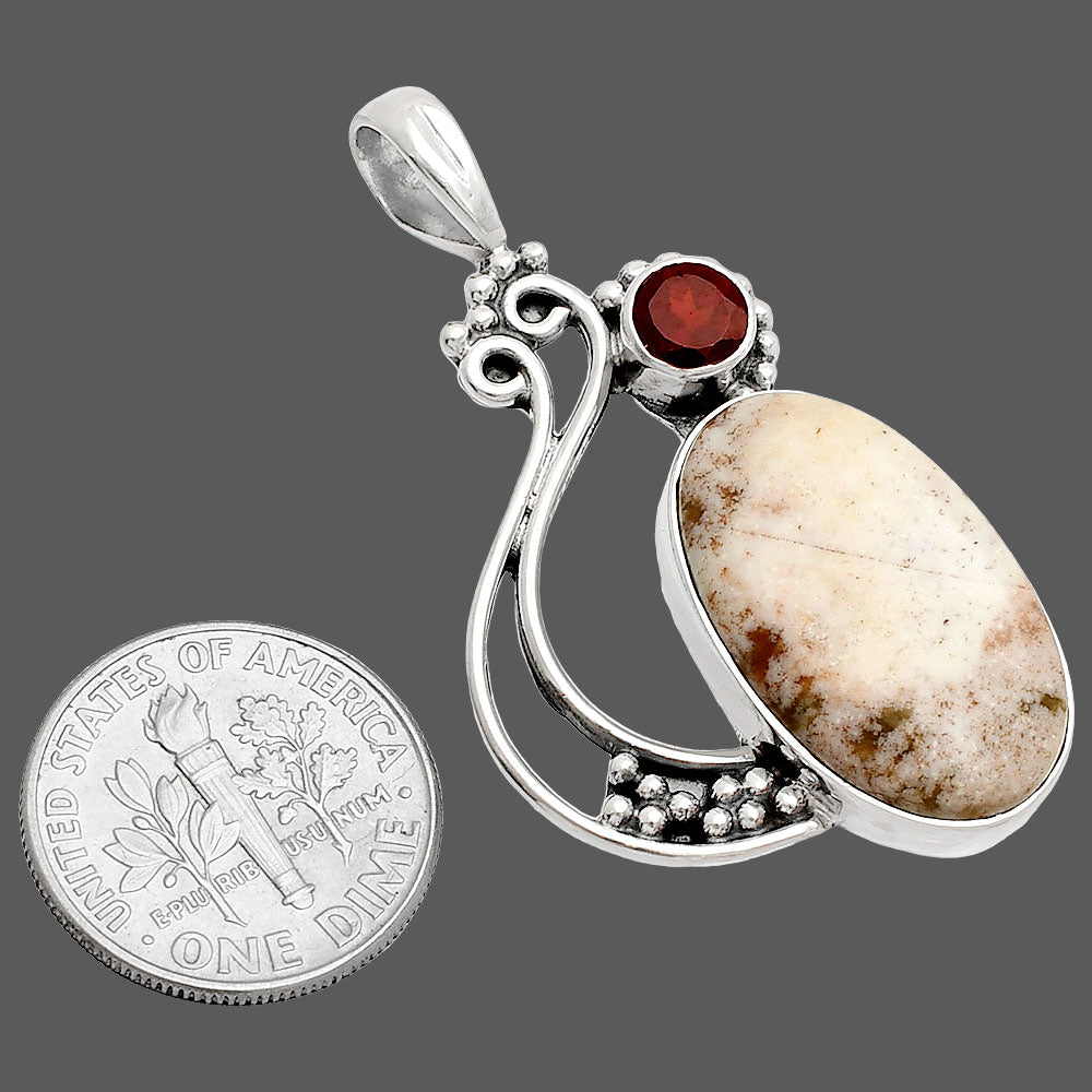 Natural Red Moss Agate & Garnet Pendant P-1573 SDP148742