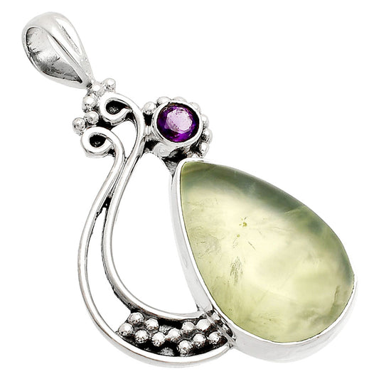 Natural Prehnite & Amethyst Pendant P-1573 SDP148746