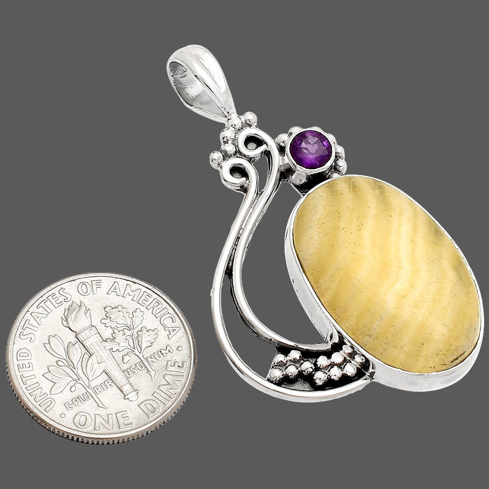 Natural Honey Aragonite & Amethyst Pendant P-1573 SDP148757