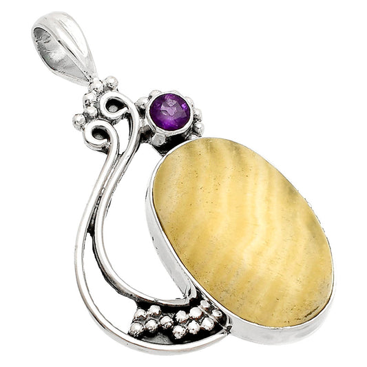 Natural Honey Aragonite & Amethyst Pendant P-1573 SDP148757