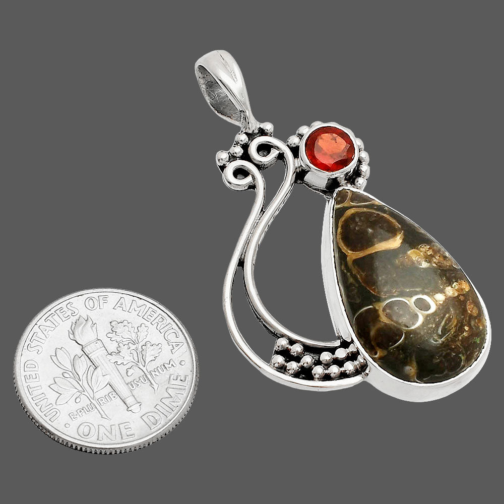 Turtella Jasper - USA & Garnet Pendant P-1573 SDP148768