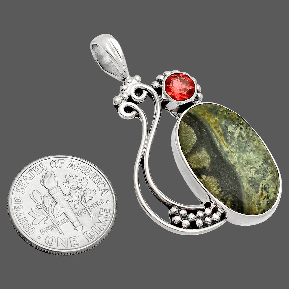 Natural Star Galaxy Jasper & Garnet Pendant P-1573 SDP148776