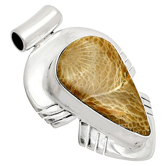 Natural Flower Fossil Coral Pendant P-1598 SDP148787