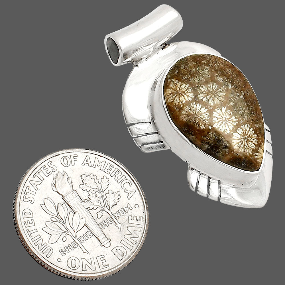 Natural Flower Fossil Coral Pendant P-1598 SDP148792