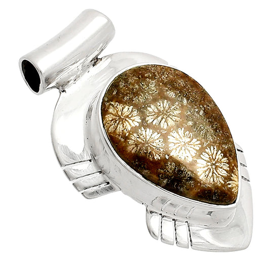 Natural Flower Fossil Coral Pendant P-1598 SDP148792