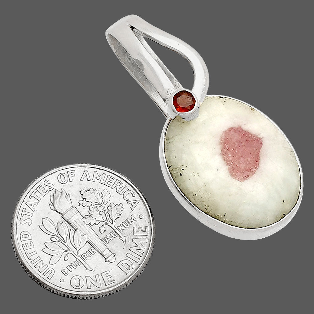 Pink Tourmaline In Quartz & Garnet Pendant P-1251 SDP148843