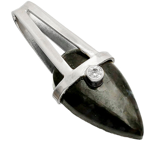 Natural Indigo Gabbro & White Quartz Pendant P-1563 SDP148877