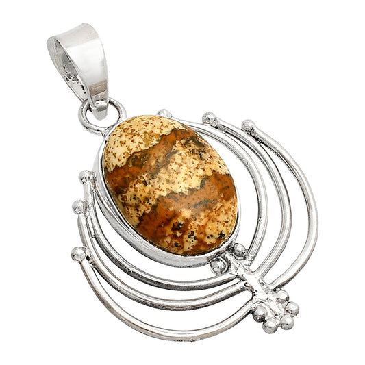 Lotus - Natural Picture Jasper Pendant P-1702 SDP148906