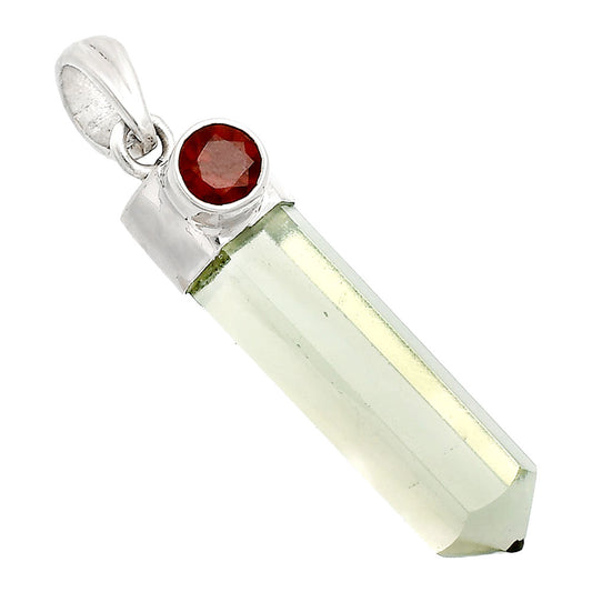 Point - Prasiolite (Green Amethyst) & Garnet Pendant P-1107 SDP148961