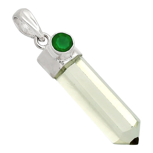 Point Prasiolite (Green Amethyst) & Green Onyx Pendant P-1107 SDP148970
