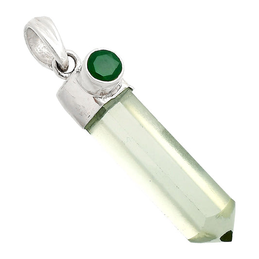 Point Prasiolite (Green Amethyst) & Green Onyx Pendant P-1107 SDP148971