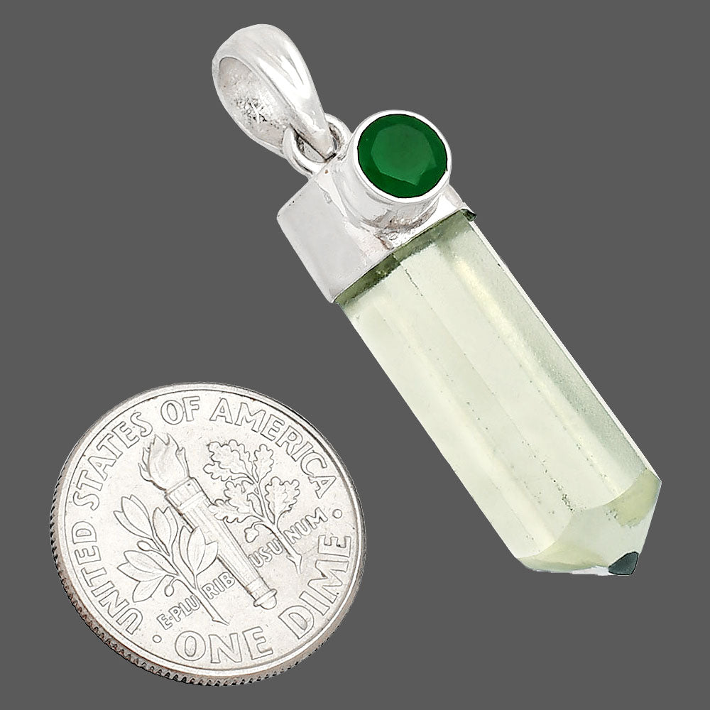 Point Prasiolite (Green Amethyst) & Green Onyx Pendant P-1107 SDP148973