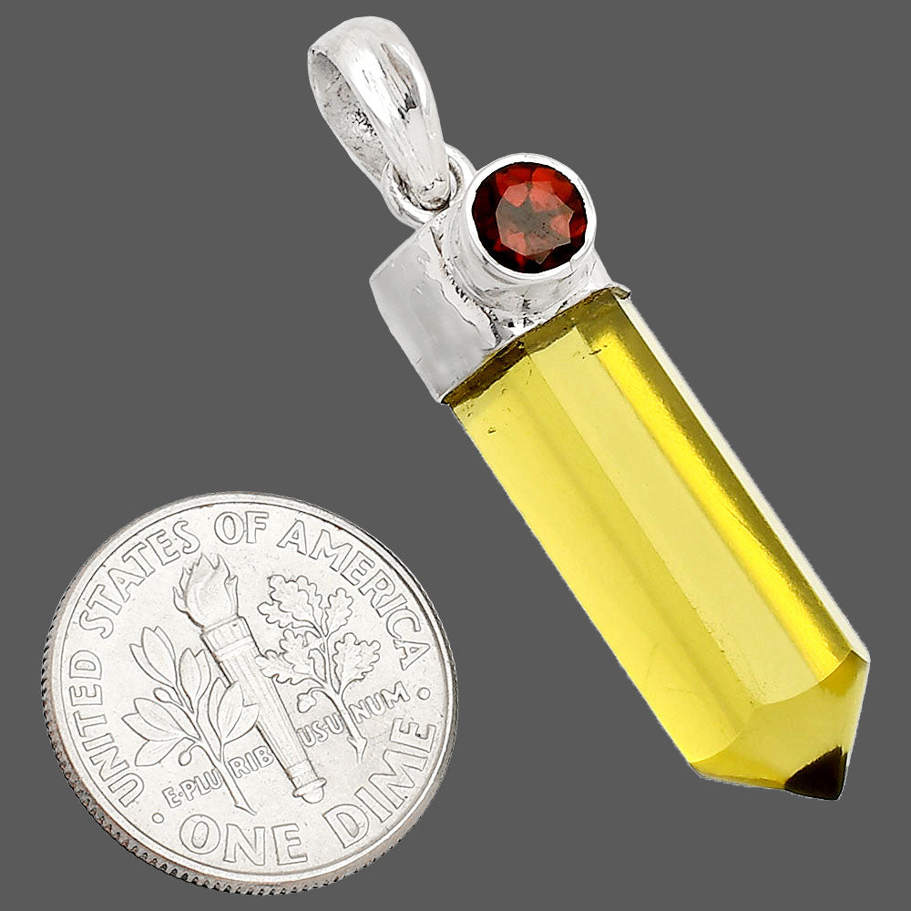 Point - Lemon Quartz & Garnet Pendant P-1107 SDP149031