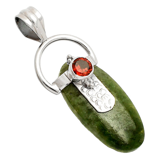 Natural Serpentine & Garnet Pendant P-1723 SDP149207