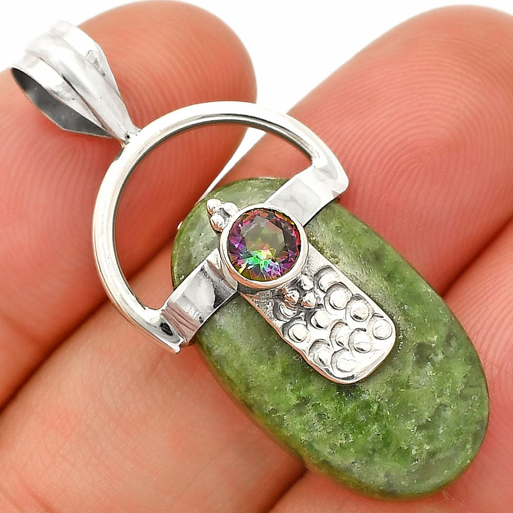 Natural Serpentine & Mystic Topaz Pendant P-1723 SDP149210