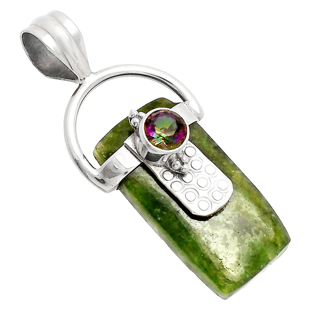 Natural Serpentine & Mystic Topaz Pendant P-1723 SDP149211