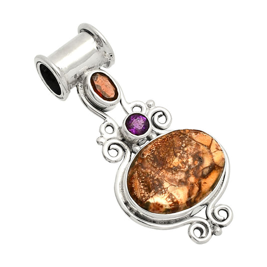 Mexican Bird Eye, Garnet & Amethyst Pendant P-1448 SDP149294