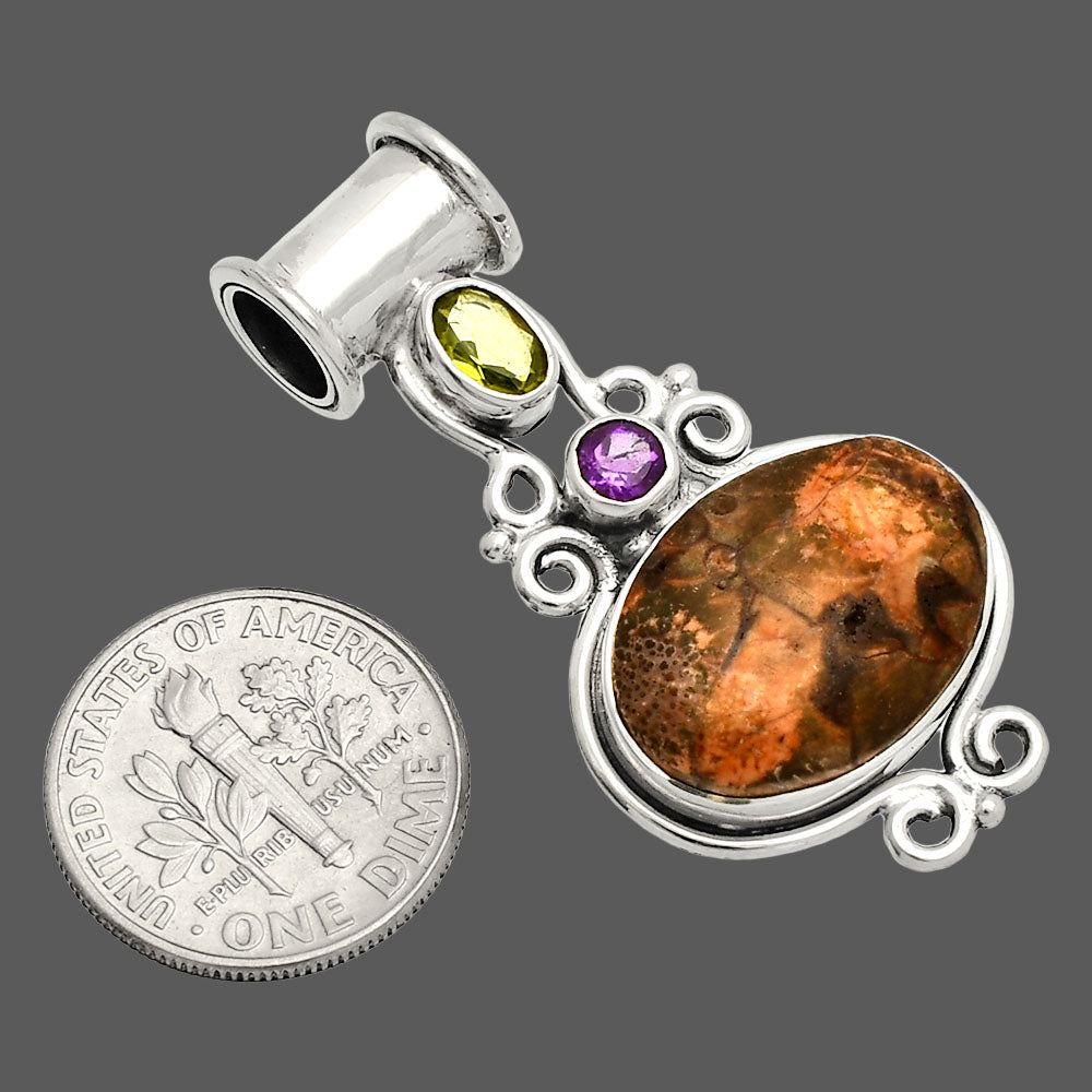 Mexican Bird Eye, Peridot & Amethyst Pendant P-1448 SDP149317