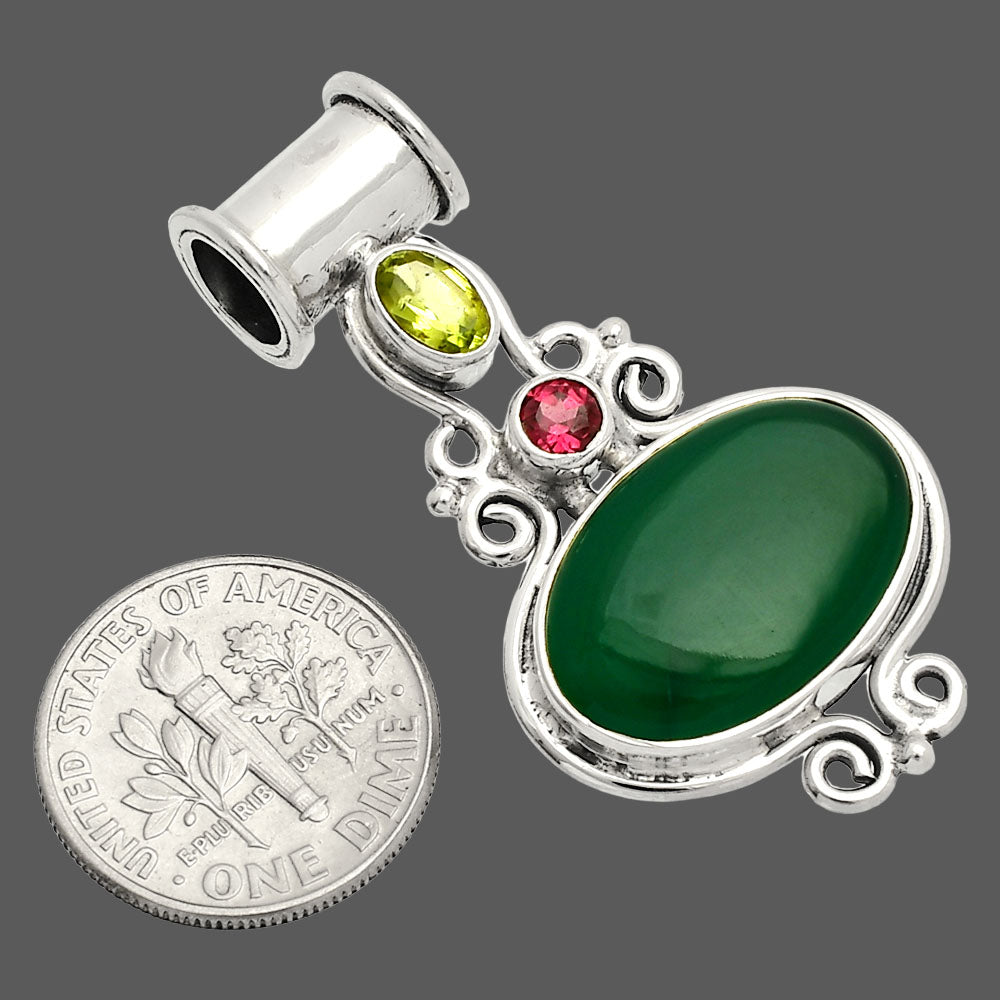 Natural Green Onyx, Peridot & Garnet Pendant P-1448 SDP149322