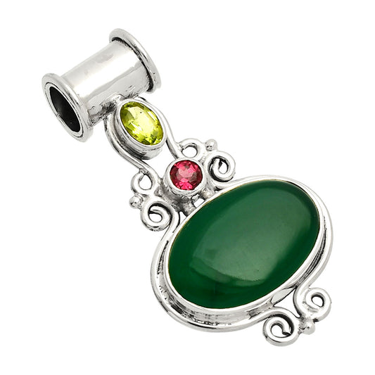 Natural Green Onyx, Peridot & Garnet Pendant P-1448 SDP149322