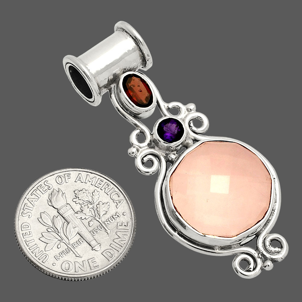 Rose Quartz, Garnet & Amethyst Pendant P-1448 SDP149323