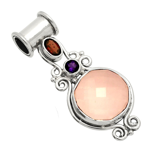 Rose Quartz, Garnet & Amethyst Pendant P-1448 SDP149323