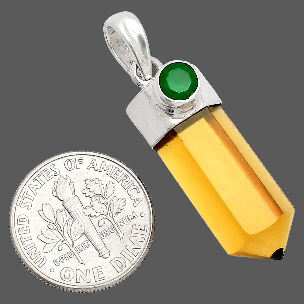 Point - Cognac Quartz & Green Onyx Pendant P-1107 SDP149349