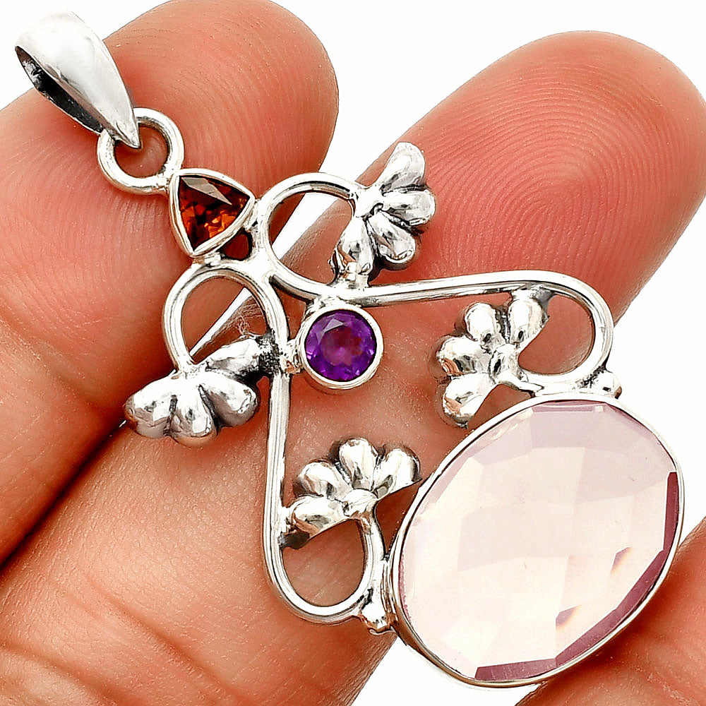 Rose Quartz, Mandarin Citrine & Amethyst Pendant P-1294 SDP149465