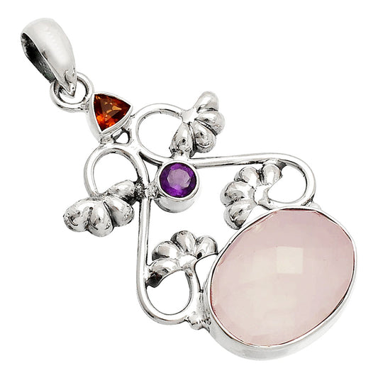 Rose Quartz, Mandarin Citrine & Amethyst Pendant P-1294 SDP149465