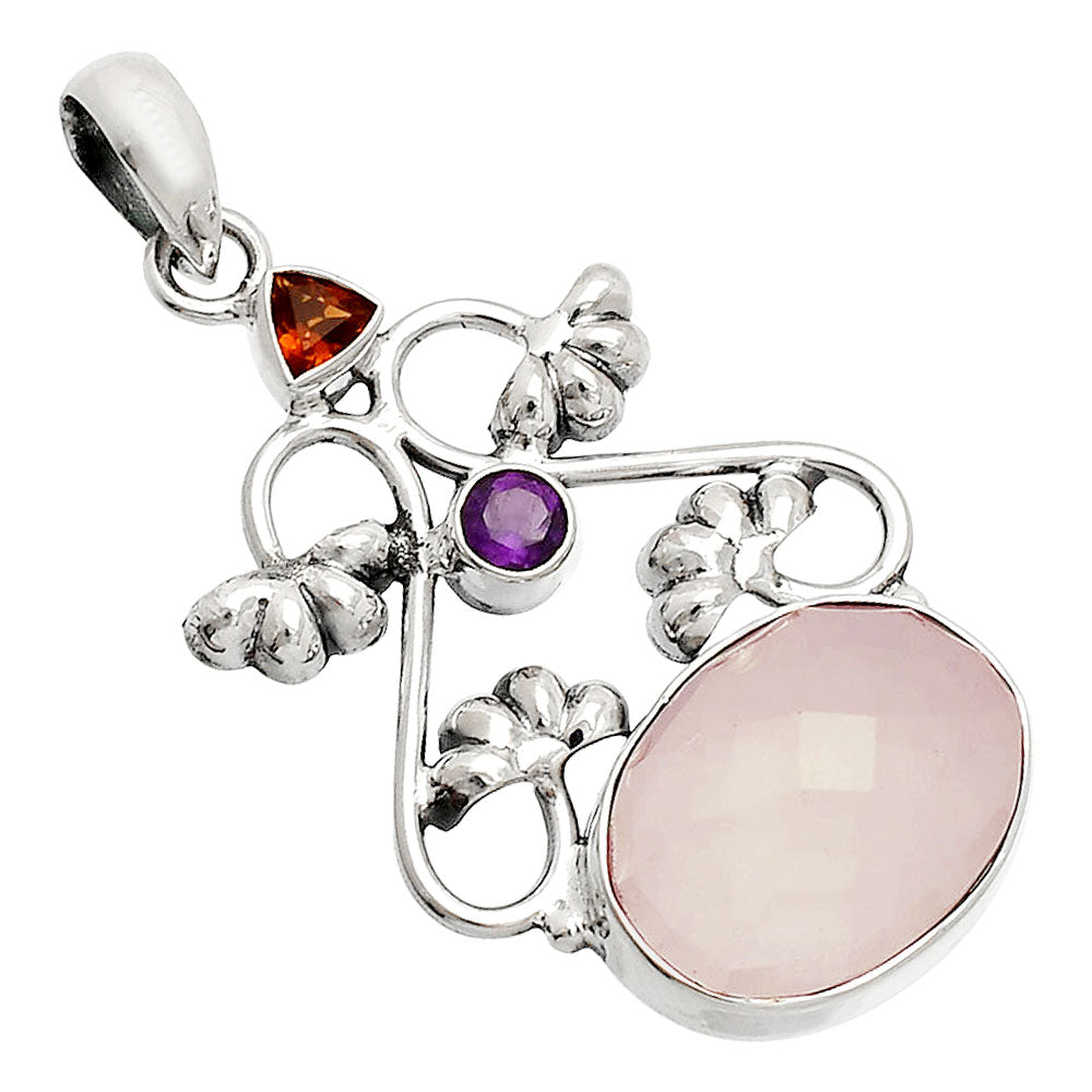 Rose Quartz, Mandarin Citrine & Amethyst Pendant P-1294 SDP149465