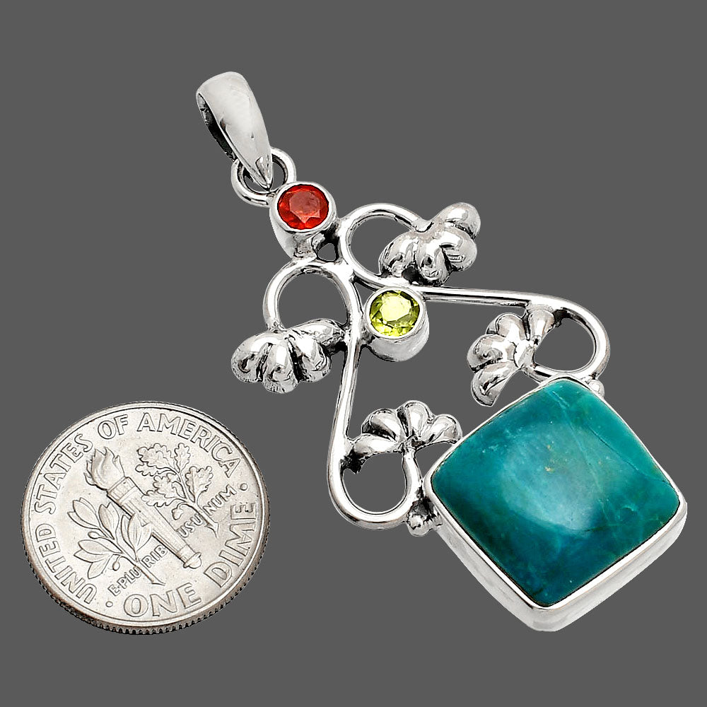 Azurite Chrysocolla, Garnet & Peridot Pendant P-1294 SDP149470